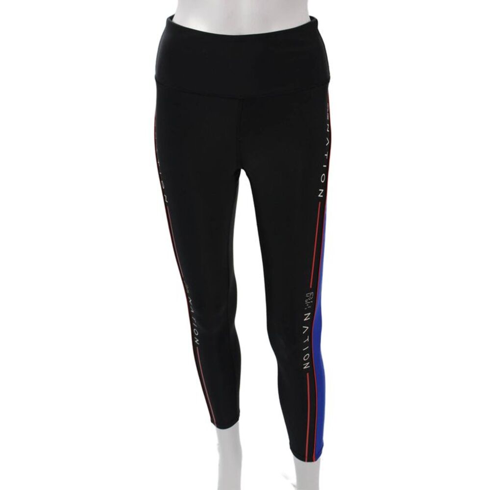 PE Nation Women Ankle Striped Black Leggings Size S
